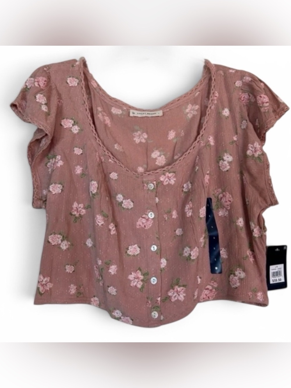 Lucky Brand Floral Button-Up Crop Top